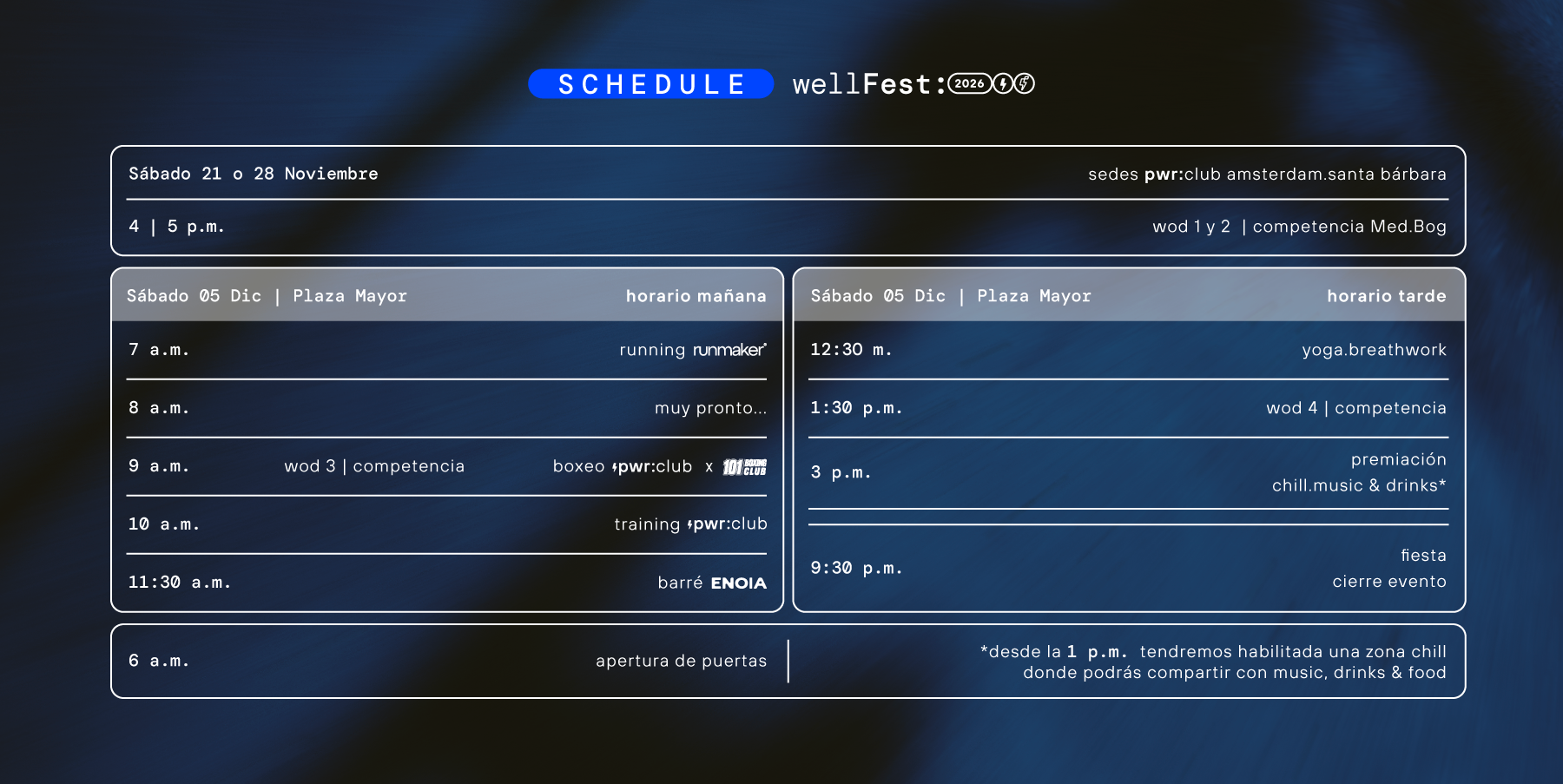 Horario WellFest 2026: 5 de diciembre en Plaza Mayor Medellín.